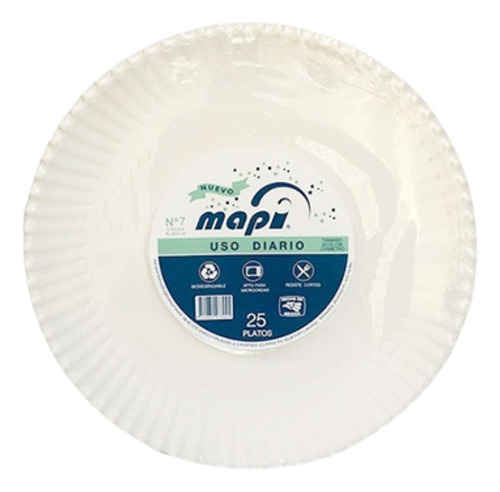 Plato De Papel Carton Redondo #3 De 15 Cms Blanco C/1000