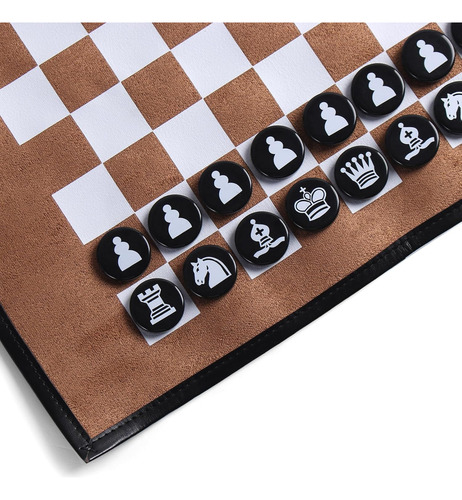 Juego 3 En 1 Damas Ajedrez Negro Marrón