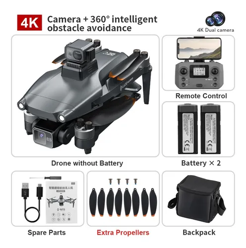 Dron L600 Pro Max 4k Cámara Dual Hd, 3 Ejes Cardán 2 Batería