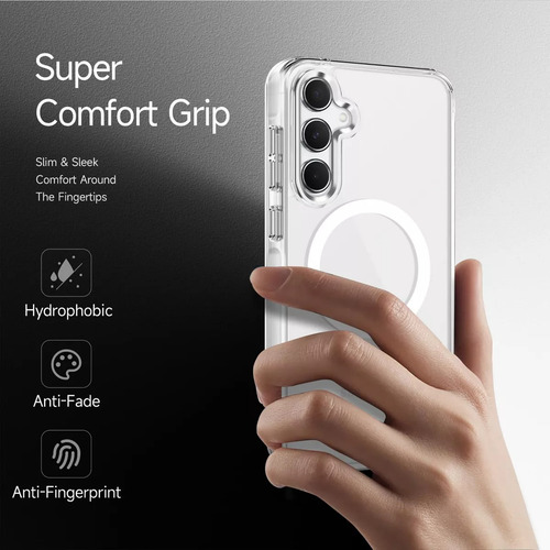Kit funda para Samsung Galaxy A55 Magnética Transparent Uso Rudo Resistente Duradera+1 Pieza Mica De Vidrio Templado+1 Pieza Mica Lente Templada+1 Kit Limpieza Mica+1 Caja De Phone Case Embalaje