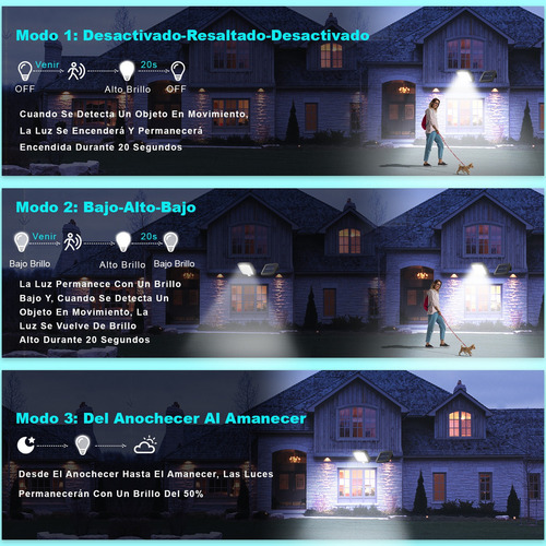 M 2pzs 240led Lampara Solar Exterior Pared Sensor