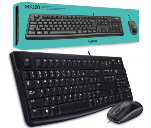 Combo Teclado Mouse Logitech Mk120 Usb.