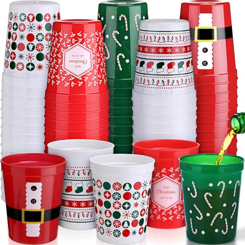 35 Pack 16 Oz Christmas Plastic Cups Santa Cups Disposa...