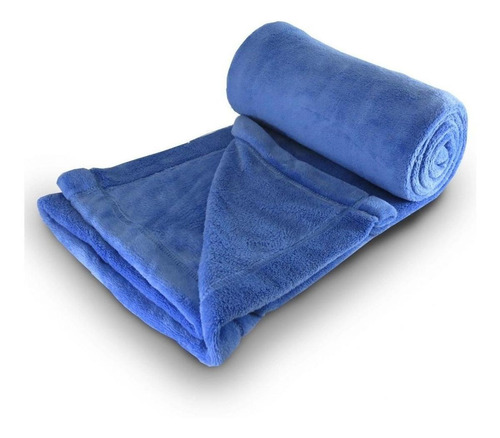 Cobertor Essência Enxovais Microfibra soft cor azul com design lisa de 2.4m x 2.2m