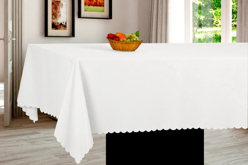 Mantel Rectangular Liso Antimancha 150x200cm Delfin Blanco