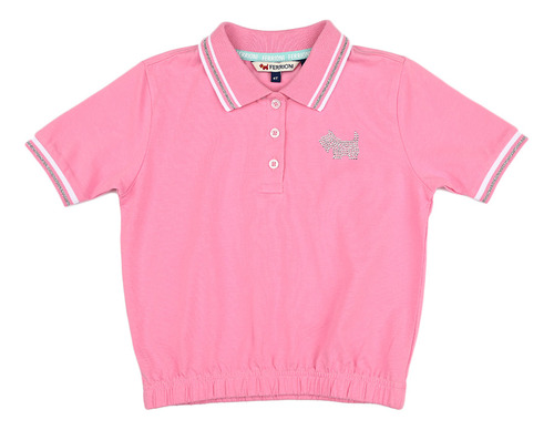 Playera Polo Para Niña Marca Ferrioni Color Rosa Manga Corta