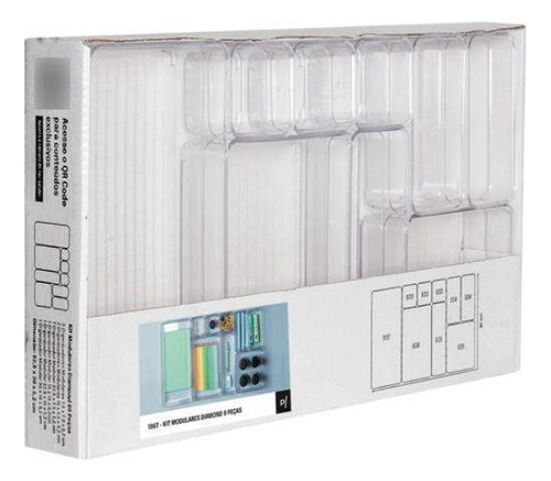 Organizador De Gaveta Talher Kit 9 Peças Modular Acrílico