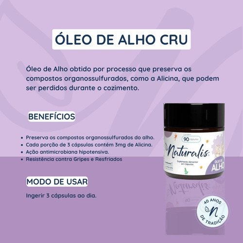 Óleo De Alho Cru Naturalis 90 Cápsulas Kit Com 3 Potes