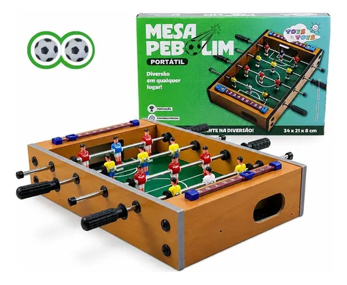 Mesa De Pebolim Totó Portátil Futebol De Mesa Madeira Placar Verde