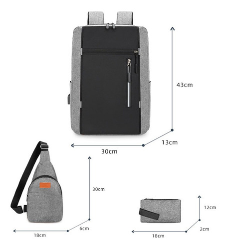 Mochila Black Heaimo Antirrobo Urbana Conjunto De 3 Piezas,gran Capacidad, Mochila De Moda, Solo Para Hombres, Resistente Al Agua Y Resistente Al Cort