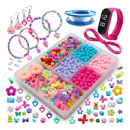 Kit  Maleta Pote Para Fazer Colar E Pulseira Infantil P7