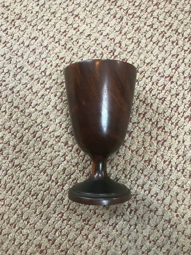 Antique Turned & Polished Burl Hard Wood Chalice Or Goblet