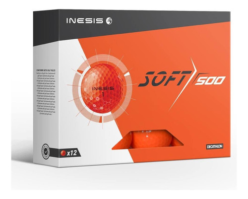 Pelotas de golf Inesis Soft 500 (kit con 12 bolas), color naranja