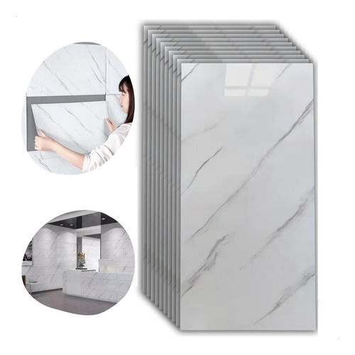 Kit 6 Placas Adesivas Mármore Parede 3d Porcelanato Lavável