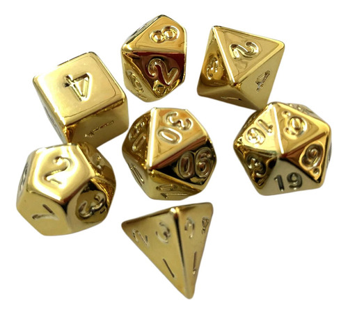 2 X 7x Dados De Varios Lados D4-d20 Juego De Dados Dorado