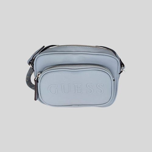 Crossboddy Guess Para Dama Light Blue 18x13x5 Azul Claro Liso Níquel Azul Claro