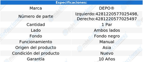 Par Faros Depo Fondo Negro Ford Ranger 2005 06 07 08 2009
