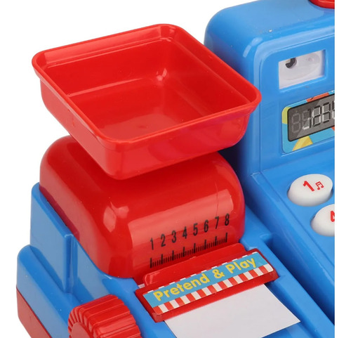 Mini Caja Registradora Para Niña Con Luz Sonido Y Accesorios Azul Y Rojo