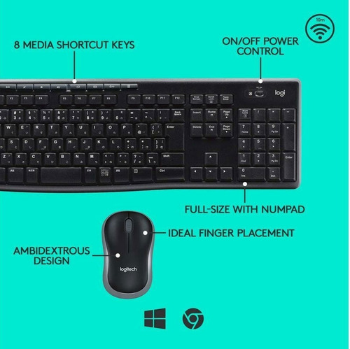 Imagen 6 de 9 de Combo Mouse Y Teclado Inalambrico Logitech Mk270