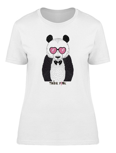 Panda Con Lentes Rosados Playera De Mujer