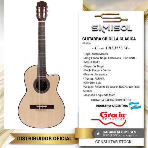 Imagen 3 de 8 de Guitarra Criolla Gracia S100 Eq Fishman Concierto + Funda