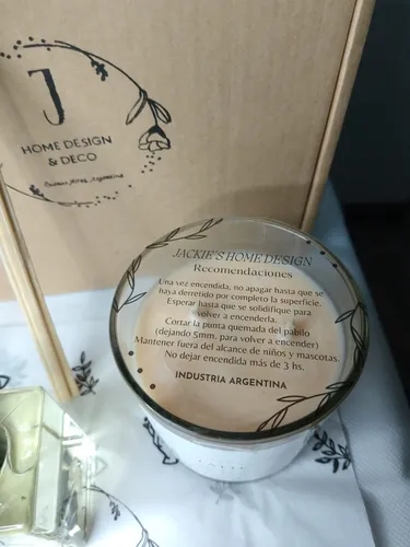 Box Regalo Vela Aromática Y Difusor Con Flor Artesanal
