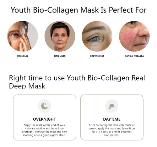 Mascarilla Facial Nocturna Youth Bio-collagen, Coreana Duran
