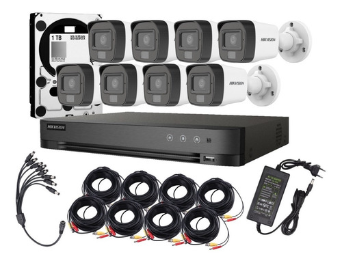 Kit 8 Camaras Fhd 1080p 1tb Microfono Audio Hikvision 