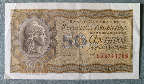 Billete 50 Centavos Moneda Nacional Serie 2 Año 50 Excelente