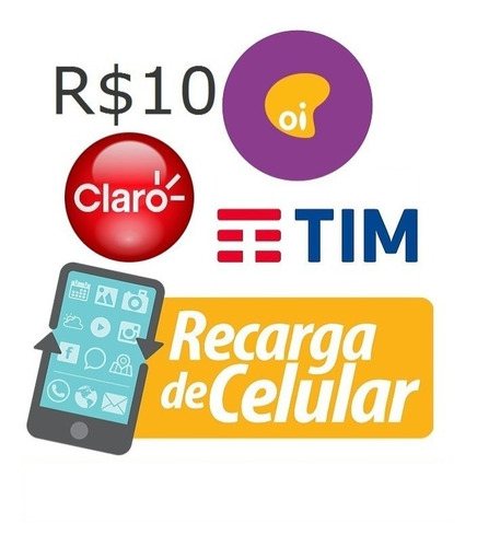 Recarga Celular Crédito Online Tim Claro Oi R$ 10,00