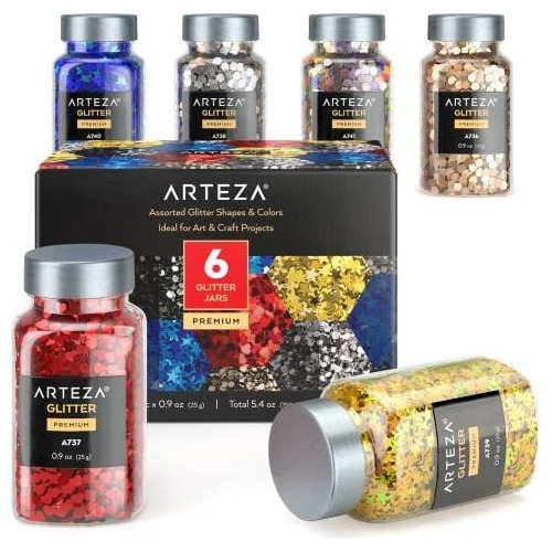 Arteza Formas De Glitter Juego De 6 Colores Para Manualidad