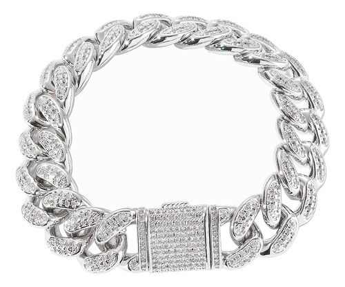 Lkv Pulsera De Cadena Cubana De Miami Con Diamantes De Circó