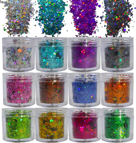 Kit 12 Colores De Glitter Brillantes Para Resina Epoxi 