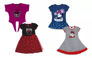 Vestido Fiesta- Blusa Original Disney Minnie Mouse Para Niña