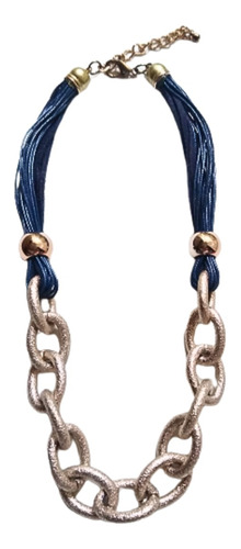 Collar Gargantilla Cadena Liviana Con Cordones Azules