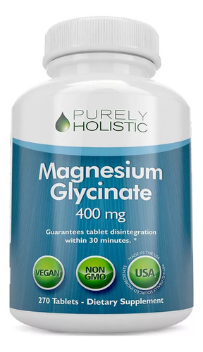 Magnesio Glicinato 400mg 270 Capsulas Tabs Alta Absorción 