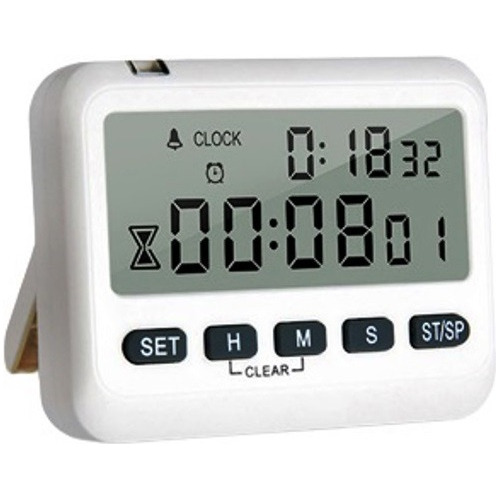 Timer Cozinha Digital Cronômetro Regressivo C/ Relógio Silencioso