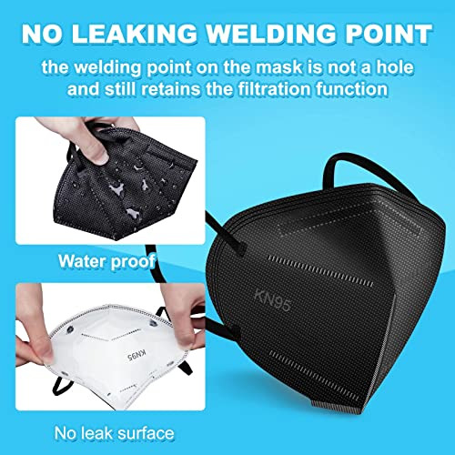 Kn95 Face Masks Black 10 Pack, Adult 5 Layers Disposabl...