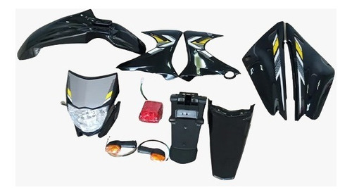 Kit Plásticos Xtz125 Moderna Negro Completo Para Moto