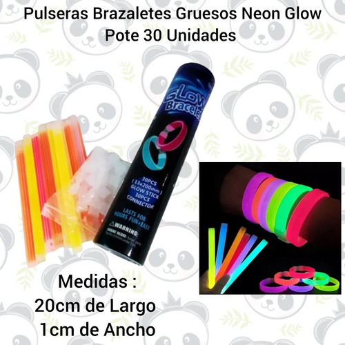 Pulseras Brazaletes Neon Glow Gruesas Pote De 30 Unidades 