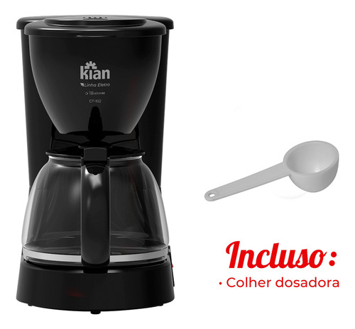Cafeteira Elétrica 18 Xícaras 650w Preta Cf102 - Kian