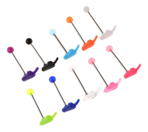 2 X 10 Unids Lengua Barbell Labret Ear Stud Pendientes
