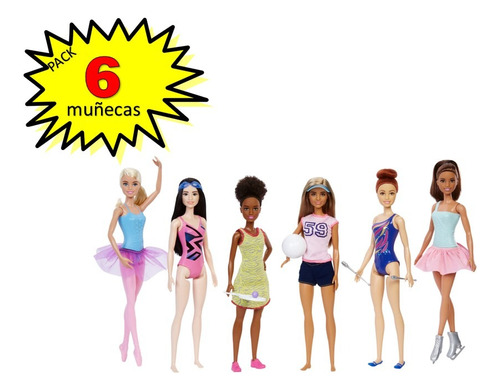 Barbie Coleccion Carreras Deportivas 6pack Original Juguete