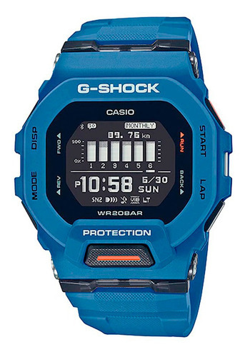 Reloj Casio G-shock Gbd-200-2dr Hombre Deportivo Color De La Correa Azul Color Del Bisel Negro Color Del Fondo Negro
