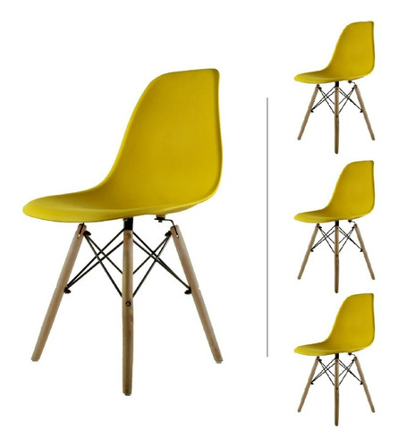 Set De 4 Sillas Eames Para Comedor Color De La Estructura De La Silla Amarillo