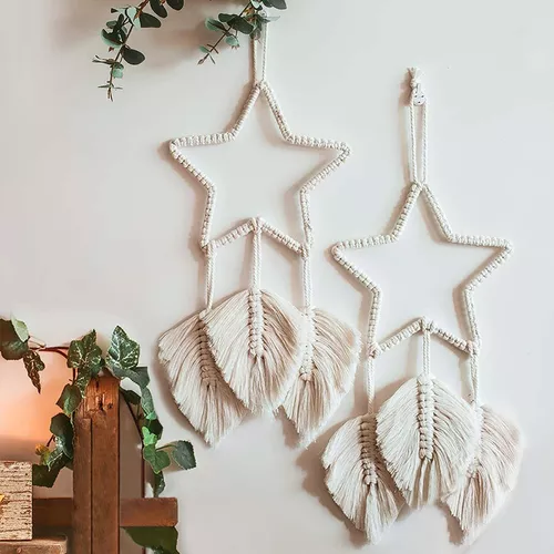 2 Piezas Colgante Macramé Pared Atrapasueños Borlas Decoraci