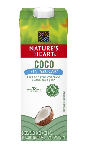 Alimento Liquido Uht Coco 0 Azucar Nature's Heart 940 Ml