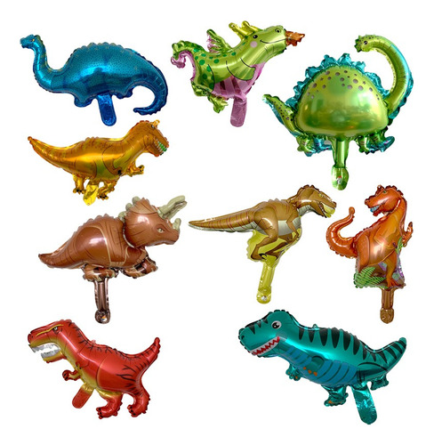 10 Globos Dinosaurios Surtidos