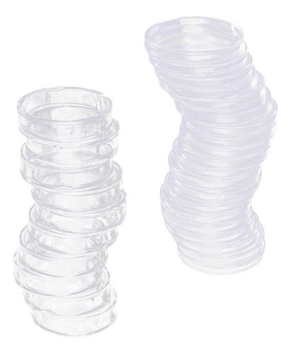 Imagen 3 de 5 de 40x 50 / 60mm Cajas Redondas Transparentes Monedas Recoge La