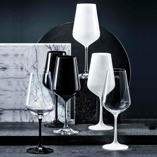 Copa de vino Sandra Bohemia, 550 ml, color negro, 6 unidades
